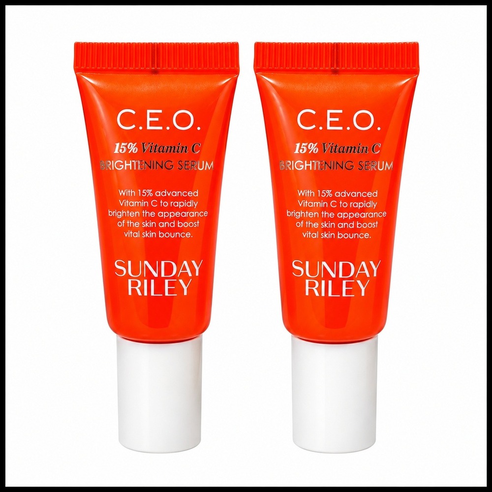 2 x Sunday Riley C.E.O 15% Vitamin C Brightening Serum 0.17 fl.oz. 5 ml. CEO